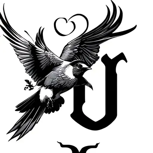 Original Pen With A Bird That Flies Representing The Freedom To Live With The Letter Y