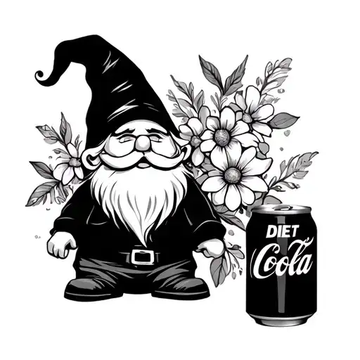 A Girly Gnome With Dainty Flowers And A Diet Coke Can
