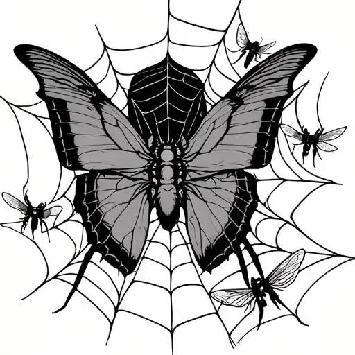 A Half Sleeve Tattoo With A Spider Web And Butter Fly