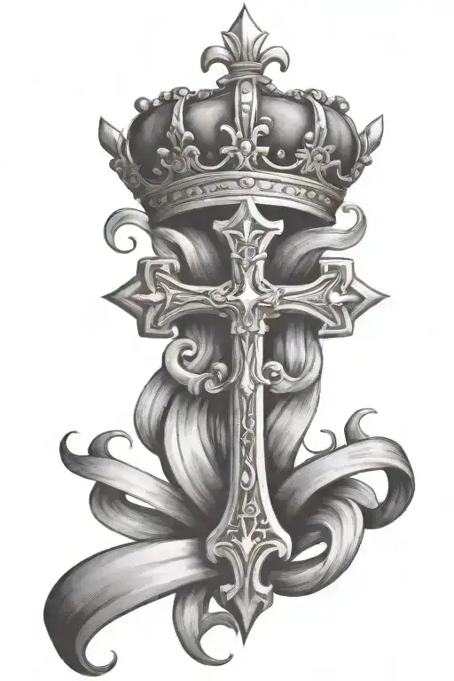 Christian Cross With Crown