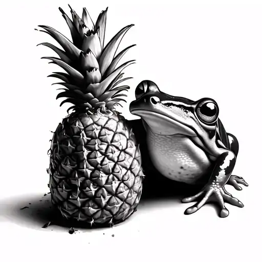 Frog Leaning Against A Pineapple