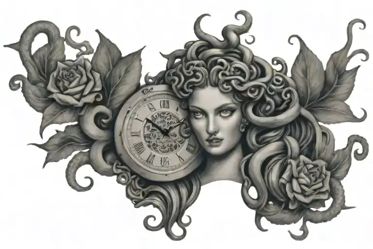 Medusa Holding The Time And Nature's Beauty