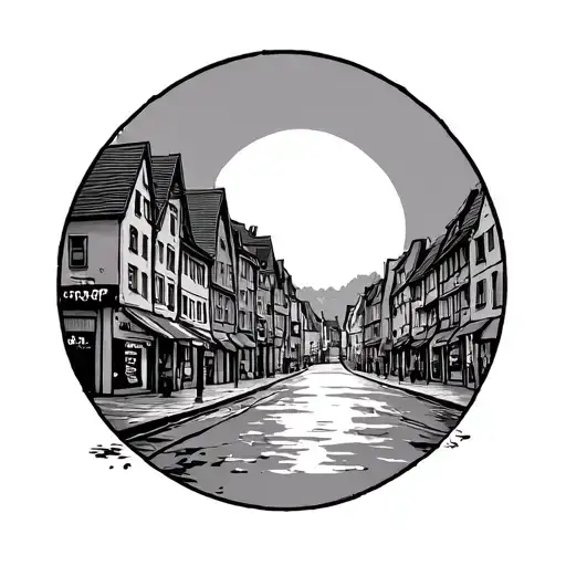 Empty Street Sunrise In A Small German City