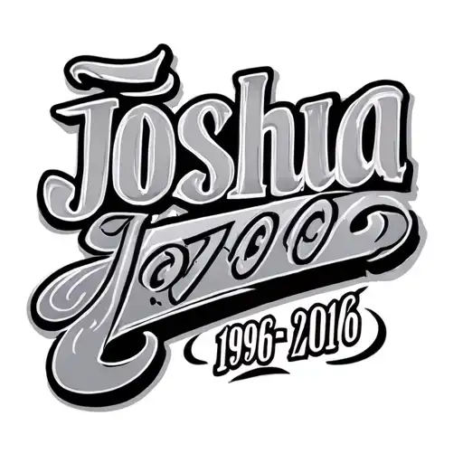 The Name Joshua In Gangster Font With The Date 1996-2016 Under It