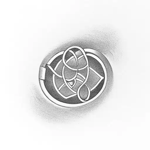 A Minimalistic Black-grey Tattoo Of A Keyhole With An Infinity Symbol Inside