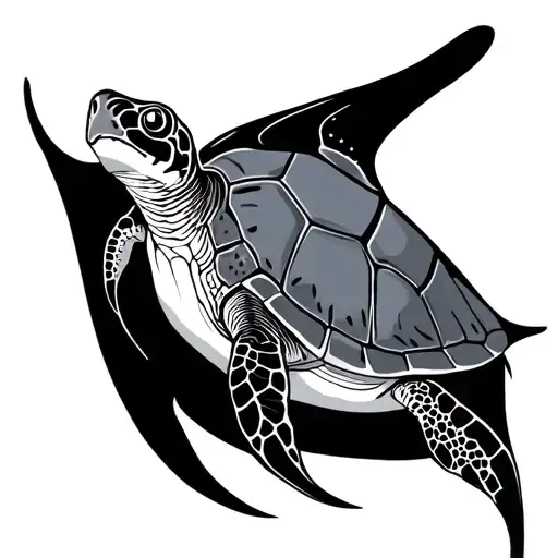 Manta Ray Wiht Turtle