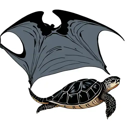 Manta Ray With Turtle Wearing