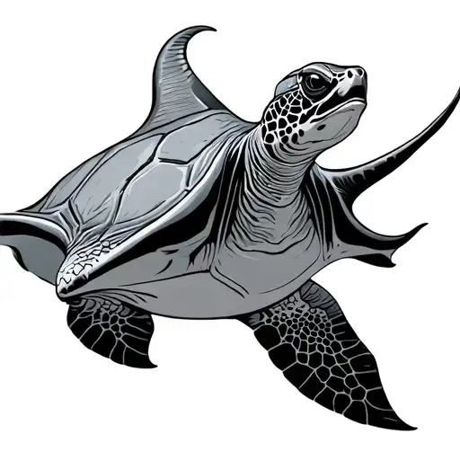 Manta Ray With Turtle