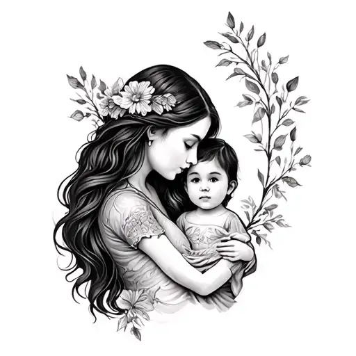 Mother And Child Drawing But Sumpbol