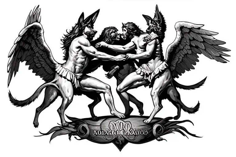 Angels Fighting Demons With German Sheherds