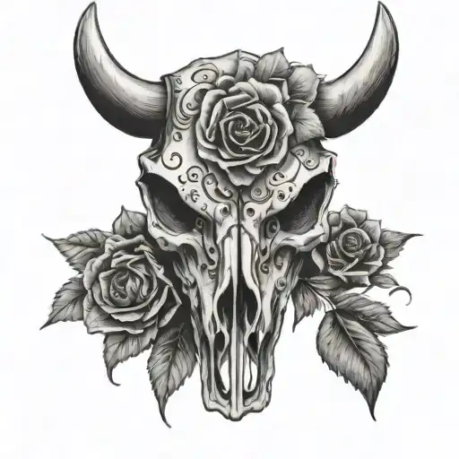 Flowers Western Cow Skull