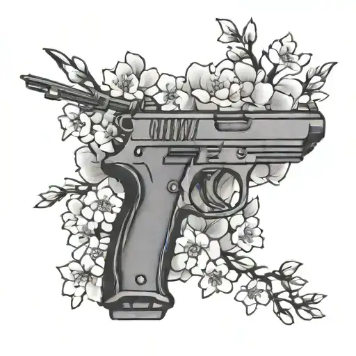 Gun And Cherry Blossoms