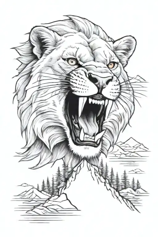 Mountain And Lion Head