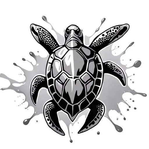 Tribal Turtle With Water Splash