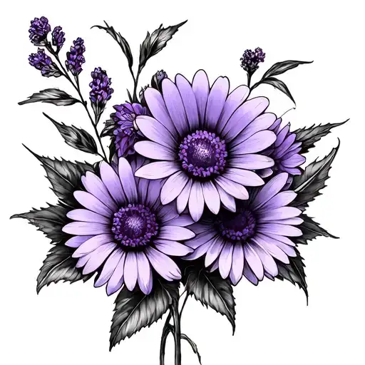 Bouquets Of 3 Purple Flowers Jaw And Daisy