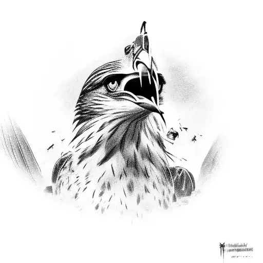 Hawk Catching Prey From Frontview