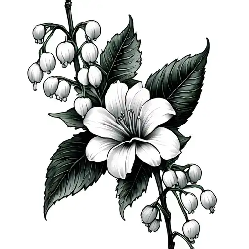 Joncquille And Lily Of The Valley With Leaves Sunset