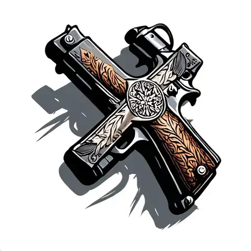 Gun With Leather Cross