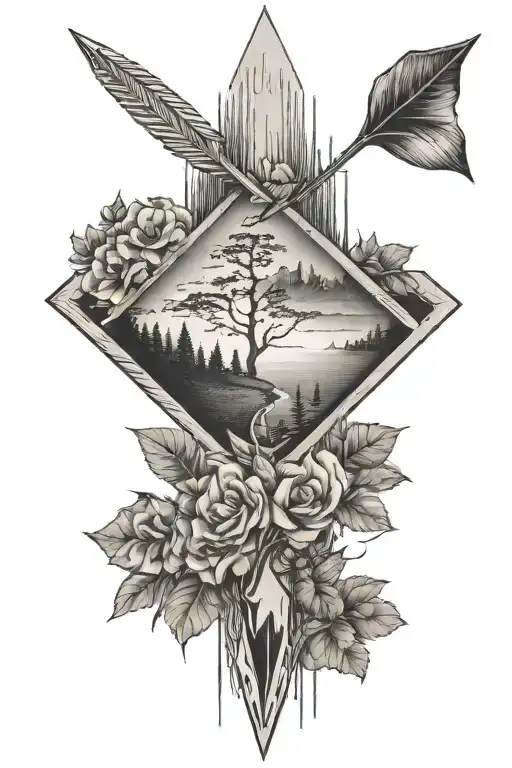 Arrow Going Down The Forearm With Nature Background