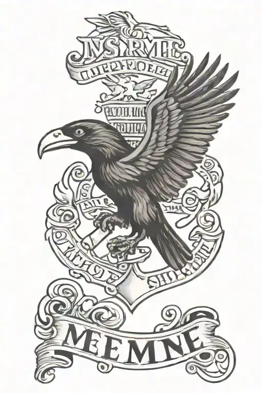 Usmc Lettering With Crow