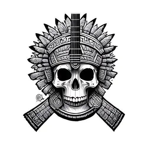 Mayan Guitar Skull