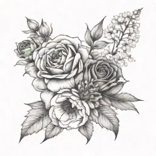 Jan June Aug Birth Flower Bouquet