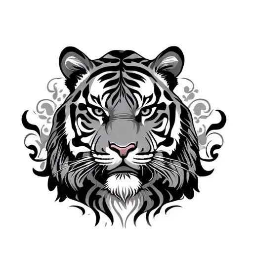 Tiger With Buddha Sitting Side