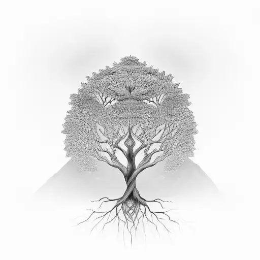 Tree Of Life With Mother And Son