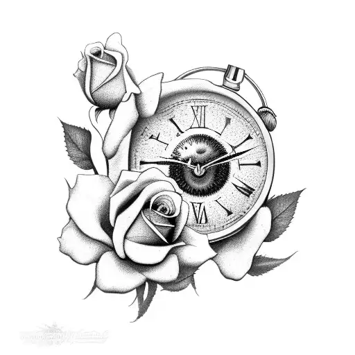 Clock With Roses And A Ladybug