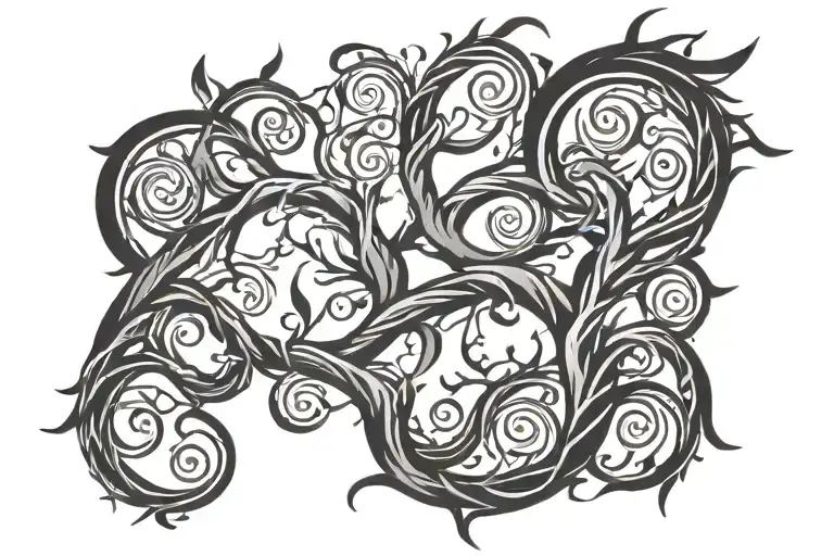 Trible Abstract Tree Branches Forming The Shape