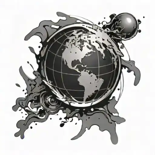 Spinning Globe With Paint Splatter