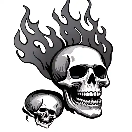 Flames Skulls Color