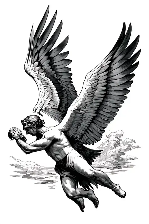 Icarus Falling But American Traditional Style