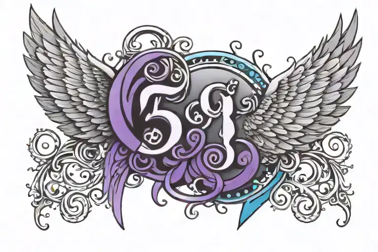 Number 58 Purple And Blue With Wing Spread