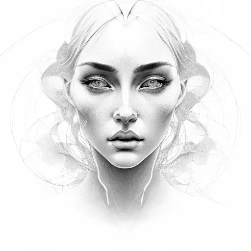 Beautiful Goddess Face Portrait Tech