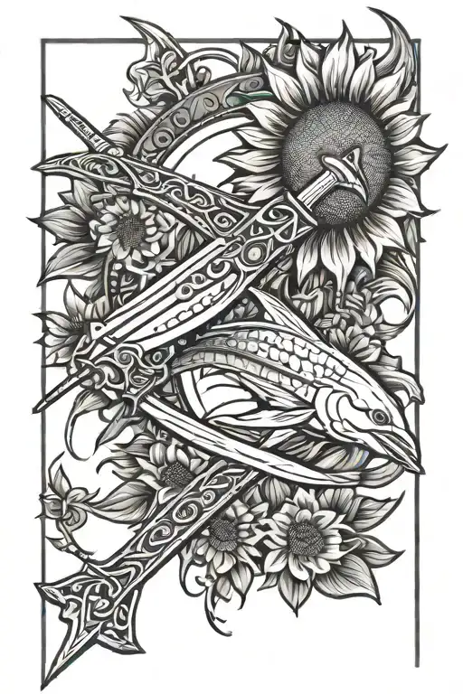 Swordfish Ii Spaceship And Sunflower Katana Sword