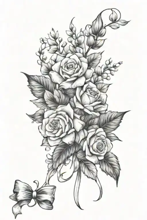 The Birth Flowers Of June And September In A Bouquet With A Bow