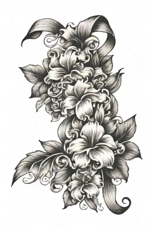 Jan Feb March May Novem April Birth Flowers And Cross Ribbon Boque