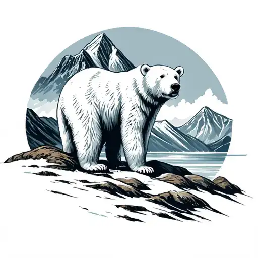 Mountain Landscape Polar Bear