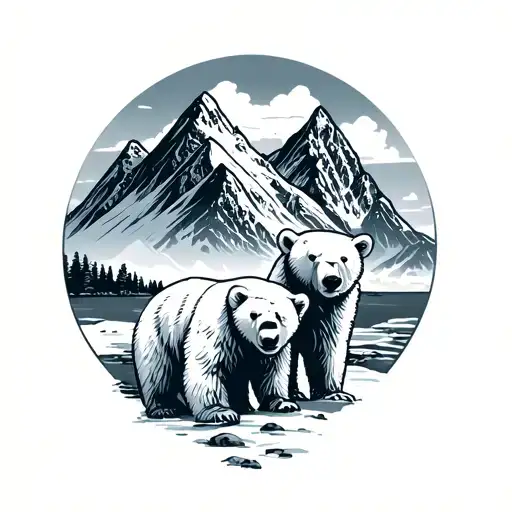 Mountain Landscape Polar Bear Sibling