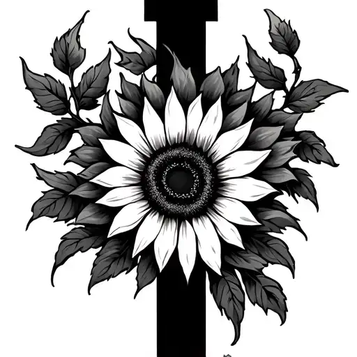 Fine Like Cross With Sunflower And Vine On It