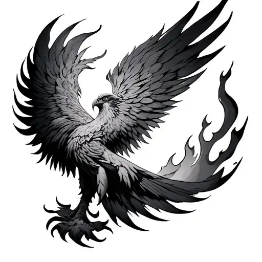 Phoenix Of Fire In The Chest And Shoulder