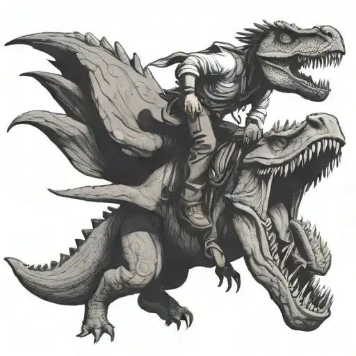 Cowboy Riding Dinosaur