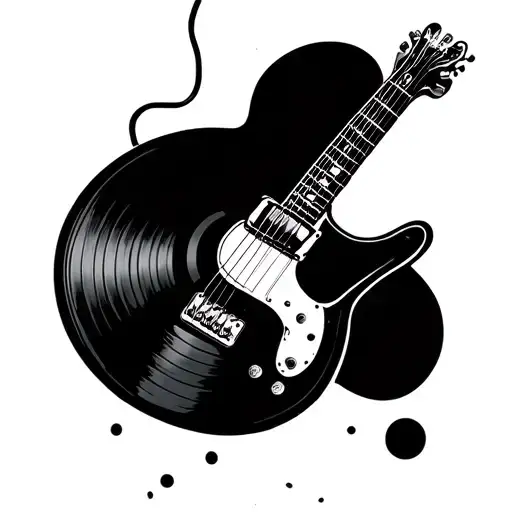 Vinyl Record With Guitar Cord Strand