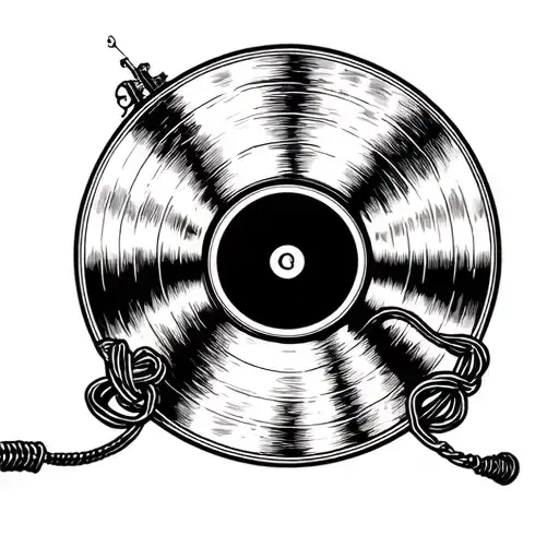 Vinyl Record With Guitar Cord Strand