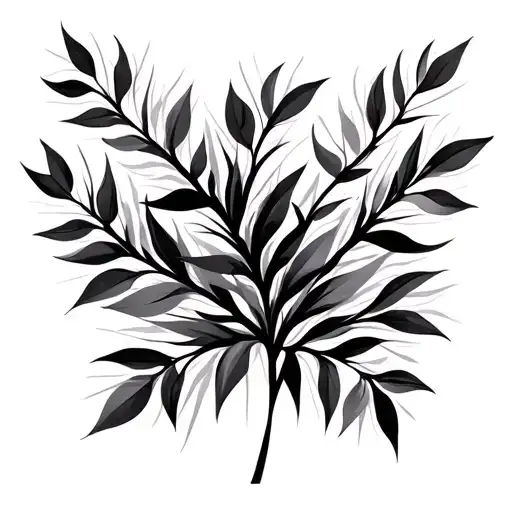 Branches With Leaves And Abstract Lines In The Style Of Graphics