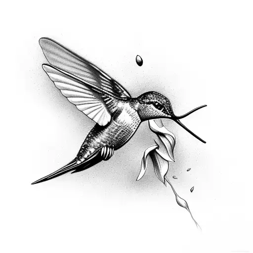 Hummingbird Sucking Nectar From A Brain