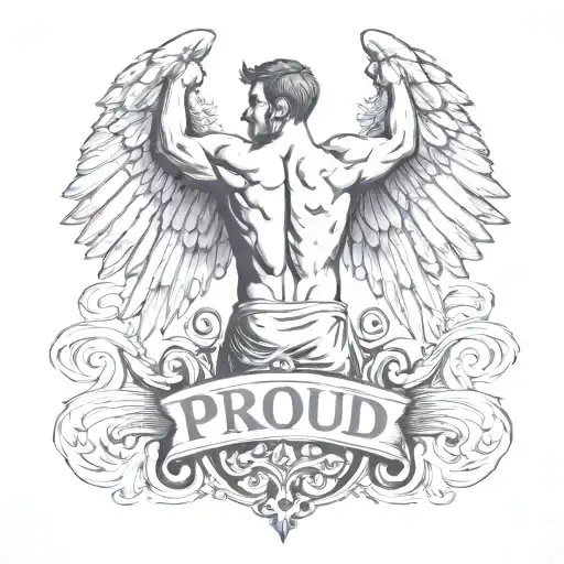 Gym And Word Proud With Greek God Back With Wings
