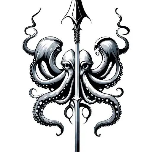 Three -Headed Spear And Octopus