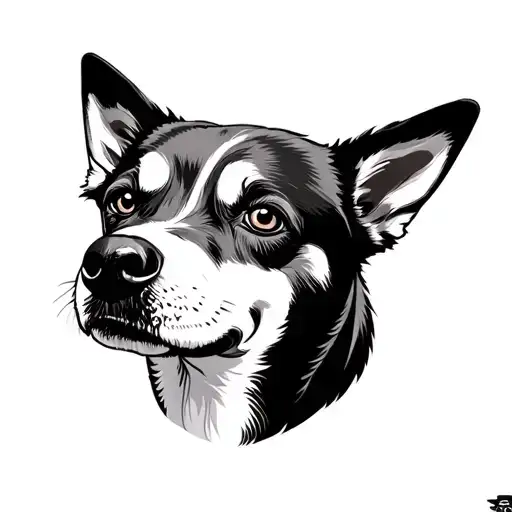 Dog Malamut Face Divded